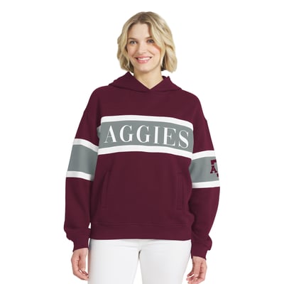 Texas A&M Aggies WEAR by Erin Andrews Women's Colorblock Hoodie - Maroon