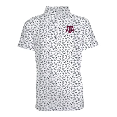 Texas A&M Aggies Garb Youth Tom All-Over Football Print Polo - Gray