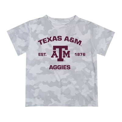  Texas A&M Aggies Vive La Fete Youth Est. Date Camo T-Shirt - Gray