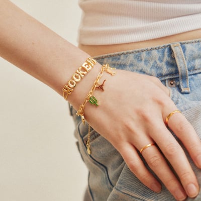 Texas Longhorns BaubleBar Two-Piece Delicate Charm & Slogan Bracelet Set