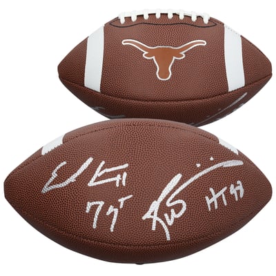 Earl Campbell & Ricky Williams Texas Longhorns Autographed Fanatics Authentic Nike Replica Football with Multiple Inscriptions