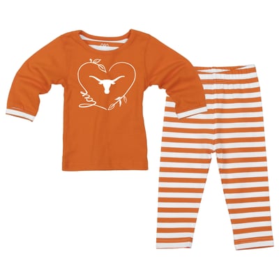  Texas Longhorns Wes & Willy Girls Toddler 2-Piece Long Sleeve Top and Pants Set - Texas Orange
