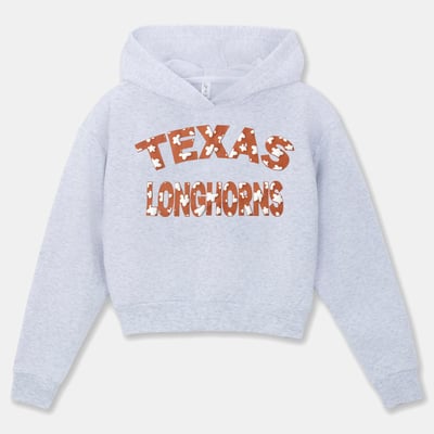 Texas Longhorns ZooZatz Girls Youth Cropped Hoodie - Heather Gray
