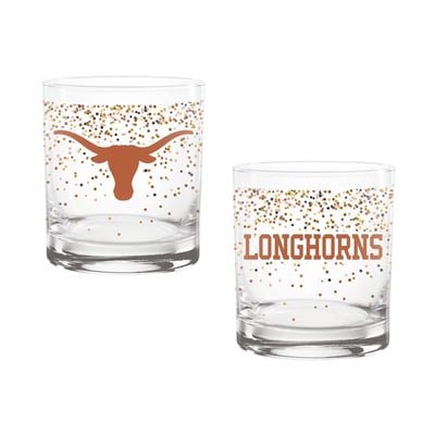Indigo Falls Texas Longhorns Confetti Rocks Glass Set of 2
