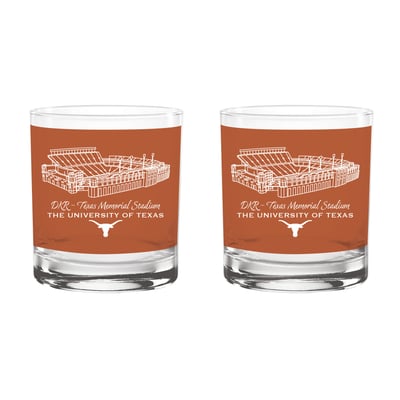  Texas Longhorns Indigo Falls Core Stadium Two-Piece 14oz. Rocks Glass Set
