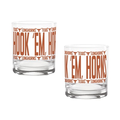 Indigo Falls Texas Longhorns Elevated Rocks Glass - Set of 2
