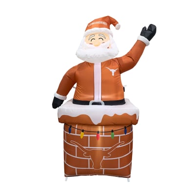 Texas Longhorns Logo Brands Santa in Chimney Yard Inflatable