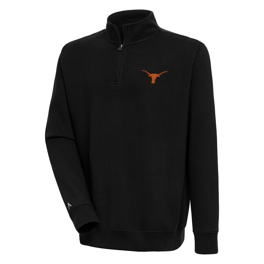  Texas Longhorns Antigua Victory Quarter-Zip Pullover Top - Black
