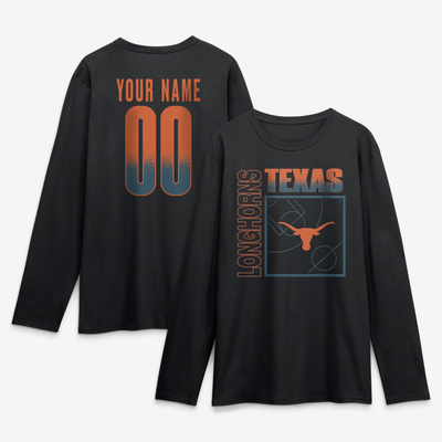 Texas Longhorns  Home Court Pop Personalized Any Name & Number Long Sleeve T-Shirt - Black