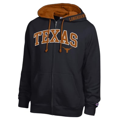 Texas Longhorns Champion Arch Logo Full-Zip Fleece Hoodie - Black