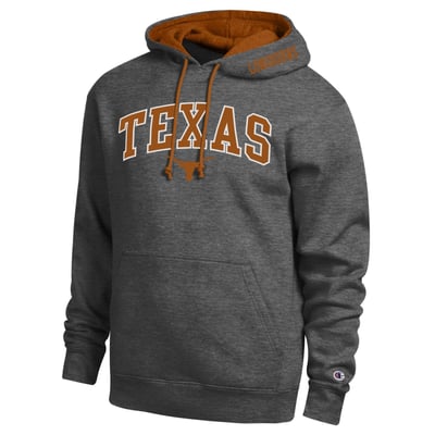  Texas Longhorns Champion Arch Tackle Twill Hoodie - Charcoal