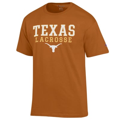  Texas Longhorns Champion Lacrosse Stacked T-Shirt - Texas Orange
