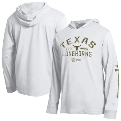  Texas Longhorns Champion Operation Hat Trick Sleeve Line Hooded Long Sleeve T-Shirt - White