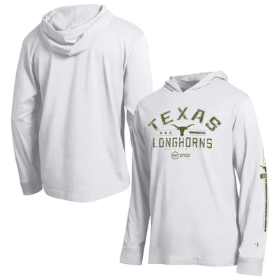  Texas Longhorns Champion Operation Hat Trick Sleeve Line Hooded Long Sleeve T-Shirt - White