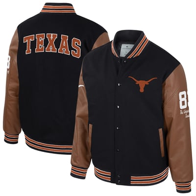  Texas Longhorns Colosseum Letterman Full-Snap Varsity Jacket - Black