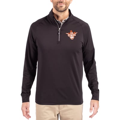 Texas Longhorns Cutter & Buck Vault Adapt Eco Knit Stretch Recycled DryTec Quarter-Zip Top - Black