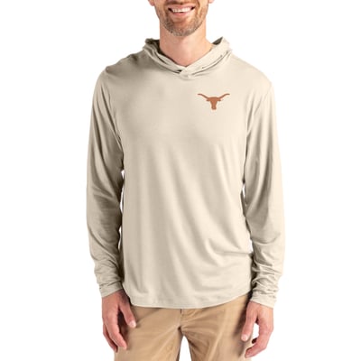  Texas Longhorns Cutter & Buck Coastline Recycled Double Peached Hoodie - Cream