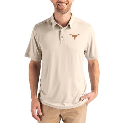  Texas Longhorns Cutter & Buck Coastline Recycled Double Peached Polo - Cream