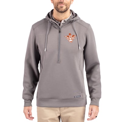 Texas Longhorns Cutter & Buck Roam Eco Recycled Half-Zip Hoodie - Gray