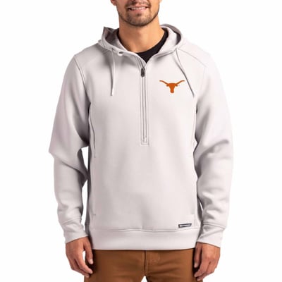  Texas Longhorns Cutter & Buck Roam Recycled Buttery Soft Knit Half-Zip Hoodie - Gray