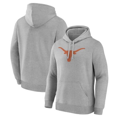  Texas Longhorns Logo Athletic Primary Logo Fleece Pullover Hoodie - Heather Gray