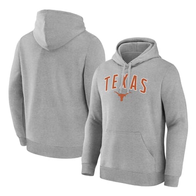  Texas Longhorns Logo Athletic Primary Logo Fleece Pullover Hoodie - Heather Gray