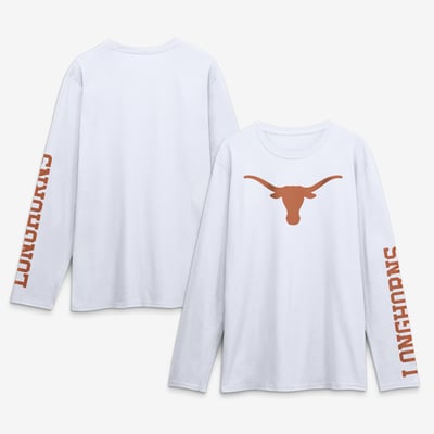Texas Longhorns Logo Athletic Primary Logo Long Sleeve T-Shirt - White