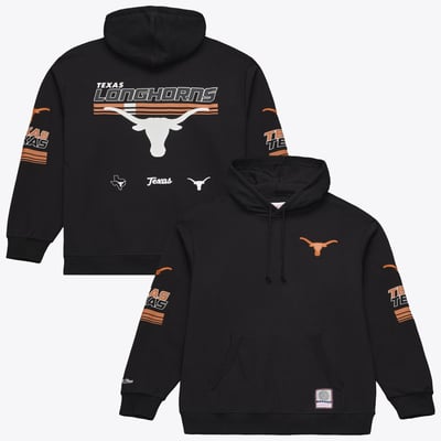  Texas Longhorns Mitchell & Ness Triple Check Fleece Pullover Hoodie - Black