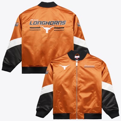  Texas Longhorns Mitchell & Ness Triple Check Heavyweight Satin Jacket - Texas Orange