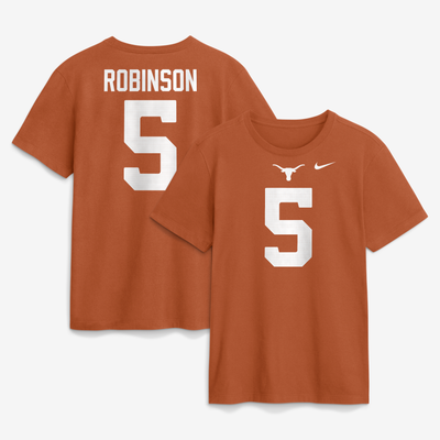 Bijan Robinson Texas Longhorns Nike Name & Number T-Shirt - Texas Orange