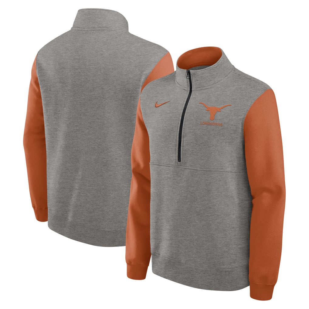 Texas Longhorns Nike Club Fleece Half-Zip Pullover - Heather Gray/Texas Orange