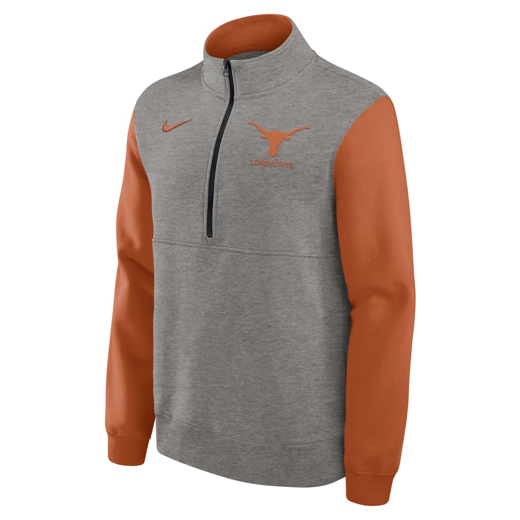 Texas Longhorns Nike Club Fleece Half-Zip Pullover - Heather Gray/Texas Orange