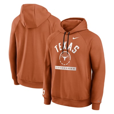  Texas Longhorns Nike Courtside Practice Dri-FIT Raglan Fleece Hoodie - Texas Orange