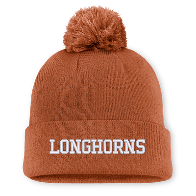  Texas Longhorns Nike Peak Cuffed Knit Hat With Pom - Texas Orange