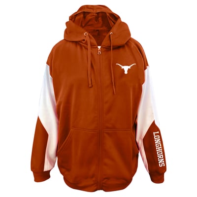 Texas Longhorns Profile Big & Tall Sleeve Block Full-Zip Hoodie - Texas Orange