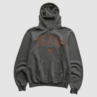 Texas Longhorns Champion 2000s Hooded Pullover Sweatshirt - Dark Heather Gray - S by Fanatics Real Vintage