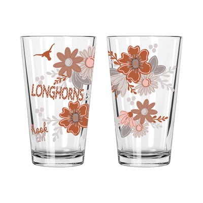 Texas Longhorns The Memory Company Two-Piece 16oz. Flowers Pint Glass Set