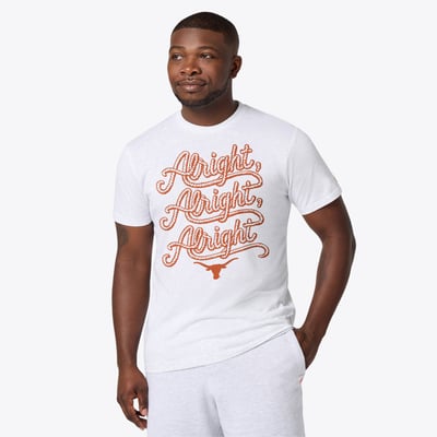 Texas Longhorns Homage Unisex Script Alright Alright Alright Tri-Blend T-Shirt - Ash