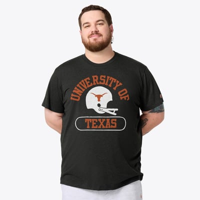 Texas Longhorns Homage Unisex Throwback Helmet Tri-Blend T-Shirt - Charcoal
