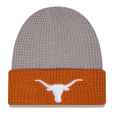 Texas Longhorns New Era Unisex Cuffed Waffle Knit Hat - Gray/Texas Orange