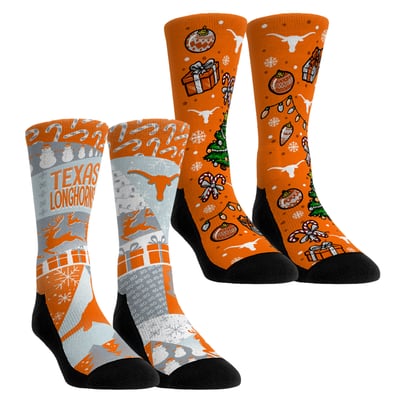 Texas Longhorns Rock Em Socks Unisex Holiday Remix Crew Socks Two-Pack