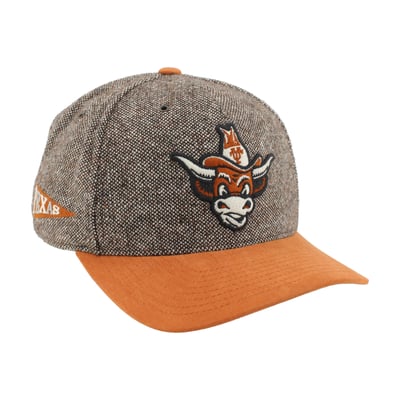Texas Longhorns Zephyr Unisex Tweed Pinched Crown Adjustable Hat - Brown/Texas Orange