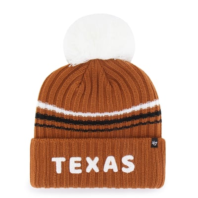  Texas Longhorns '47 Women's Seasonal Fuzzy Script Big Pom Knit Hat - Texas Orange