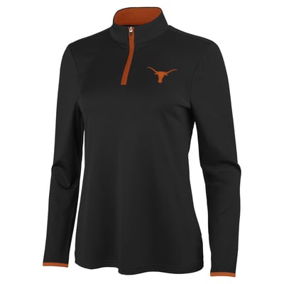 Texas Longhorns Antigua Women's Brink Quarter-Zip Pullover - Black/Texas Orange