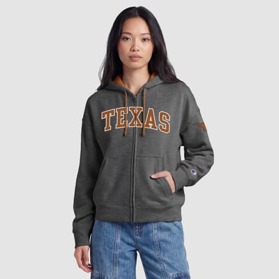 Texas Longhorns Champion Women's Arch Full-Zip Fleece Hoodie - Heather Gray