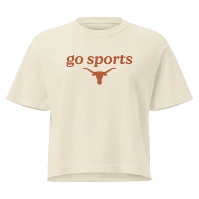 Texas Longhorns Comfort Colors Women's Go Sports Cropped T-Shirt - Cream