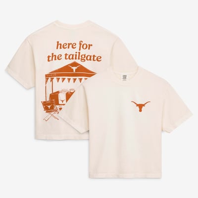 Texas Longhorns Comfort Colors Women's Here For The Tailgate Cropped T-Shirt - Cream