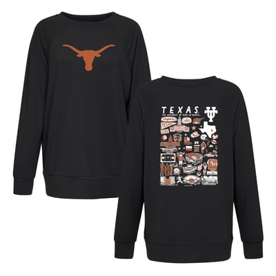 Texas Longhorns Flying Colors Apparel Women's Impressions Rylee Raglan Long Sleeve T-Shirt - Black
