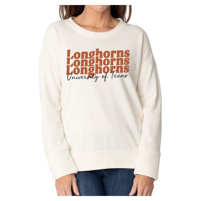 Texas Longhorns Flying Colors Apparel Women's Marly Side Split Sweatshirt - Cream
