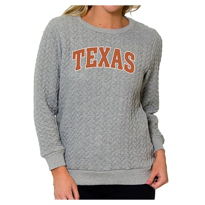 Texas Longhorns Flying Colors Apparel Women's Kinsley Quilted Sweater - Heather Gray
